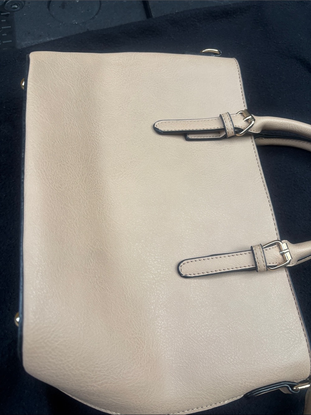 Minimalist Cream Satchel Tote with Polished Hardware